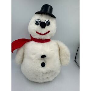 Vintage Snowman Broadway Toys Mfg Co Snowman Plush Frosty Hat Scarf 12”